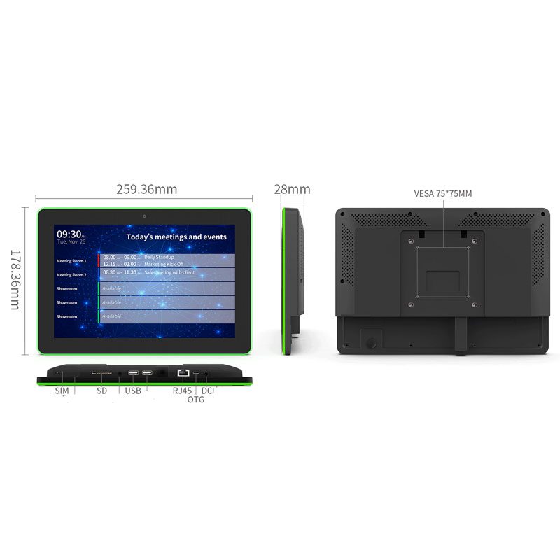 A GK-1052PL 10.1" Wall Mount Android PoE Tablet with full surround LED bar with a screen and a keyboard. A GK-1052PL 10.1" Wall Mount Android PoE Tablet with full surround LED bar with a screen and a keyboard.