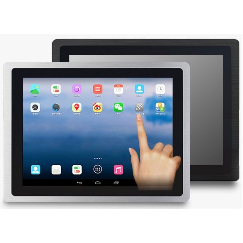 A tablet screen with a figure touching