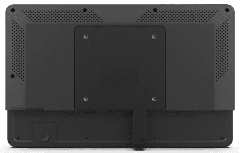 Perforated rear panel with corner speaker vents Perforated rear panel with corner speaker vents