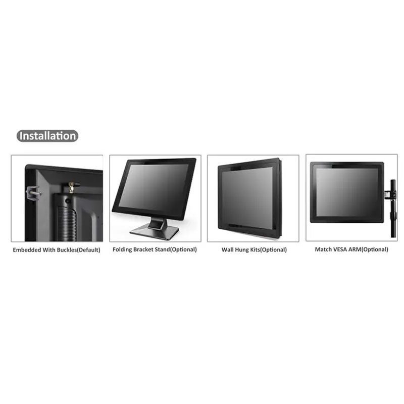 A series of images showing different types of GKNWYWIN12 12" IP65 front waterproof Windows embedded industrial panel pc monitors. A series of images showing different types of GKNWYWIN12 12" IP65 front waterproof Windows embedded industrial panel pc monitors.