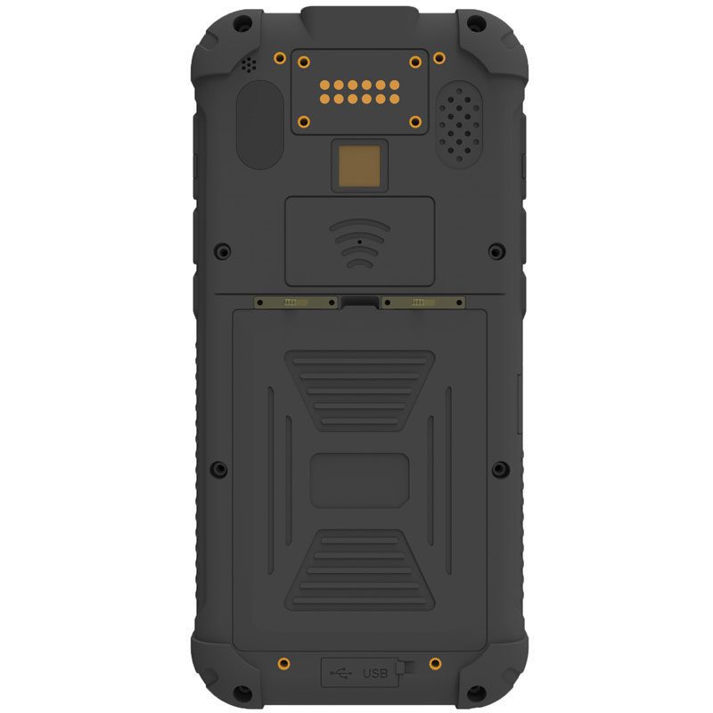 The back view of a GKSH55W 5.5" Rugged Windows OS handheld with barcode & RFID/UHF reader. The back view of a GKSH55W 5.5" Rugged Windows OS handheld with barcode & RFID/UHF reader.