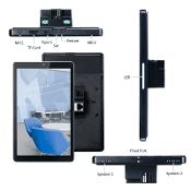 An image of a tablet with a phone attached to it. An image of a tablet with a phone attached to it.