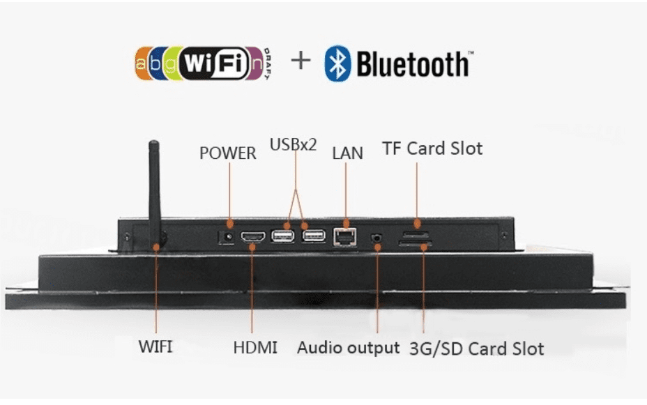 A GK-NWY-NT12F-AND-V11 12 inch Android Touch Panel PC HMI for Industrial Applications with a bluetooth speaker and a wi-fi connection. A GK-NWY-NT12F-AND-V11 12 inch Android Touch Panel PC HMI for Industrial Applications with a bluetooth speaker and a wi-fi connection.
