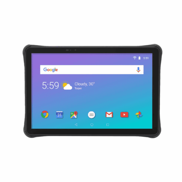 A GKNTA3101 10.1 inch Rugged Android Tablet + Barcode Scanner -TAA compliant with an android app on it.