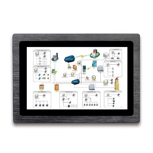 An GK-QR101-N 10.1" Android 11 PoE in-wall touch screen tablet PC - brushed aluminum case, specifically designed for in-wall flush mounting, displaying a black screen with a diagram on it. An GK-QR101-N 10.1" Android 11 PoE in-wall touch screen tablet PC - brushed aluminum case, specifically designed for in-wall flush mounting, displaying a black screen with a diagram on it.