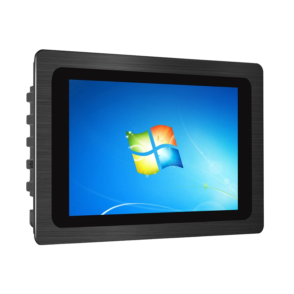 Windows logo displayed on a touchscreen monitor. Windows logo displayed on a touchscreen monitor.