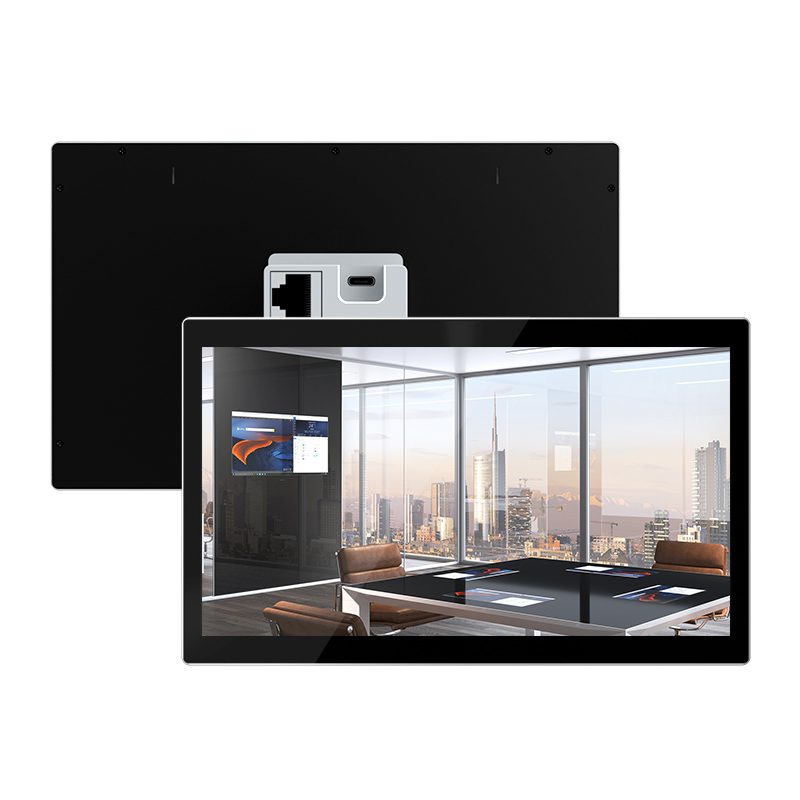 Office display screen with city view. Office display screen with city view.