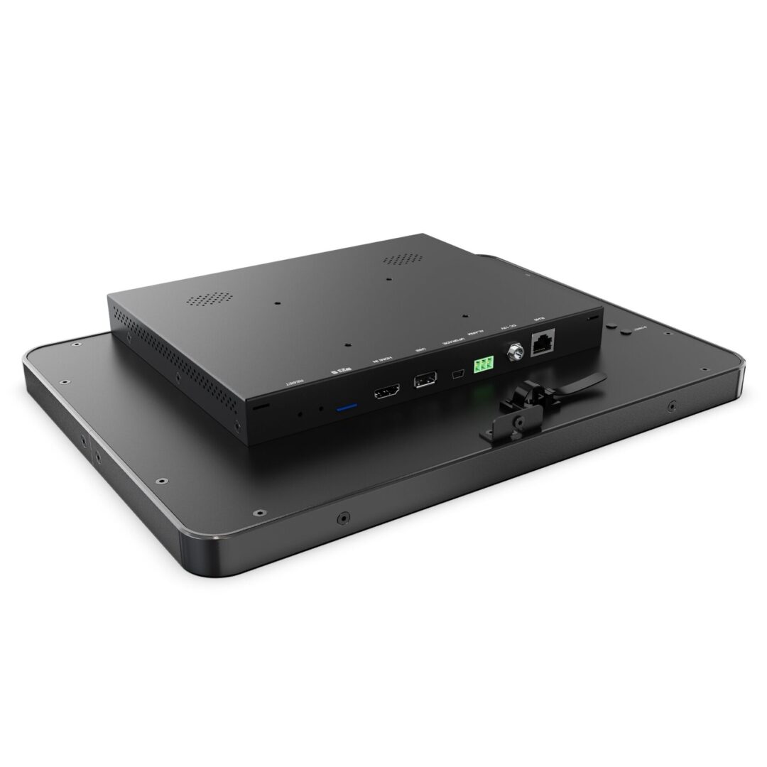 Slim, modern docking station with multiple ports including usb and hdmi on a white background, perfect for connecting the GKIPV1330 13.3-inch Full HD IP Public View Surveillance Video Recording Monitor. Slim, modern docking station with multiple ports including usb and hdmi on a white background, perfect for connecting the GKIPV1330 13.3-inch Full HD IP Public View Surveillance Video Recording Monitor.