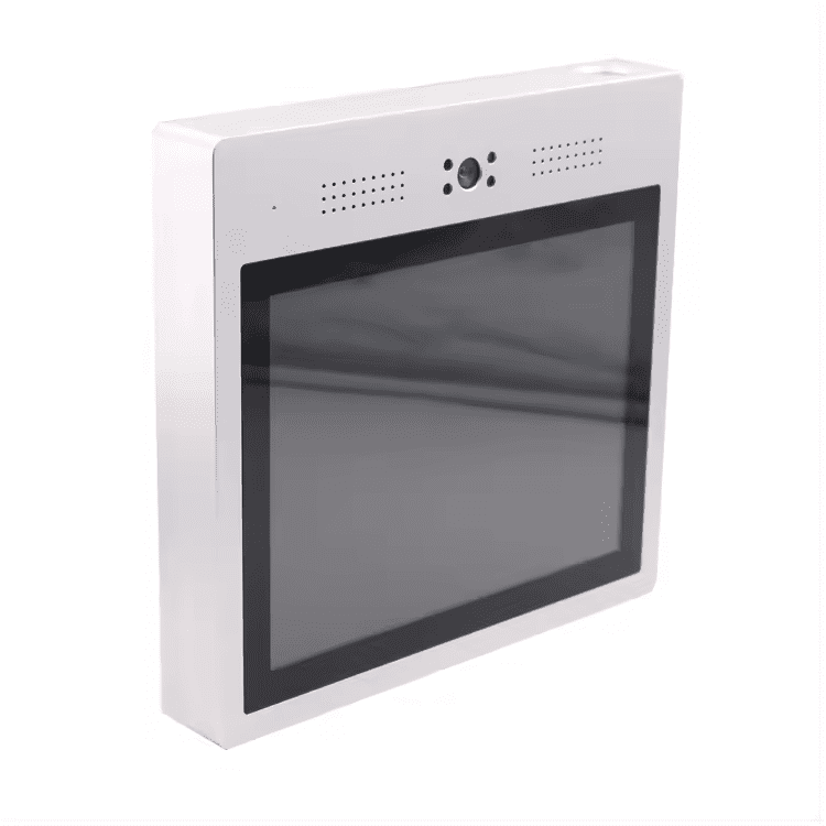 Tabletop digital advertising display with GKIND101IB-POE 10.1-inch PoE Android touch screen outdoor intercom & gate access controller. Tabletop digital advertising display with GKIND101IB-POE 10.1-inch PoE Android touch screen outdoor intercom & gate access controller.