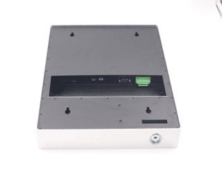 Hard drive docking station with a GKIND101IB-POE 10.1-inch PoE Android touch screen on a white background. Hard drive docking station with a GKIND101IB-POE 10.1-inch PoE Android touch screen on a white background.