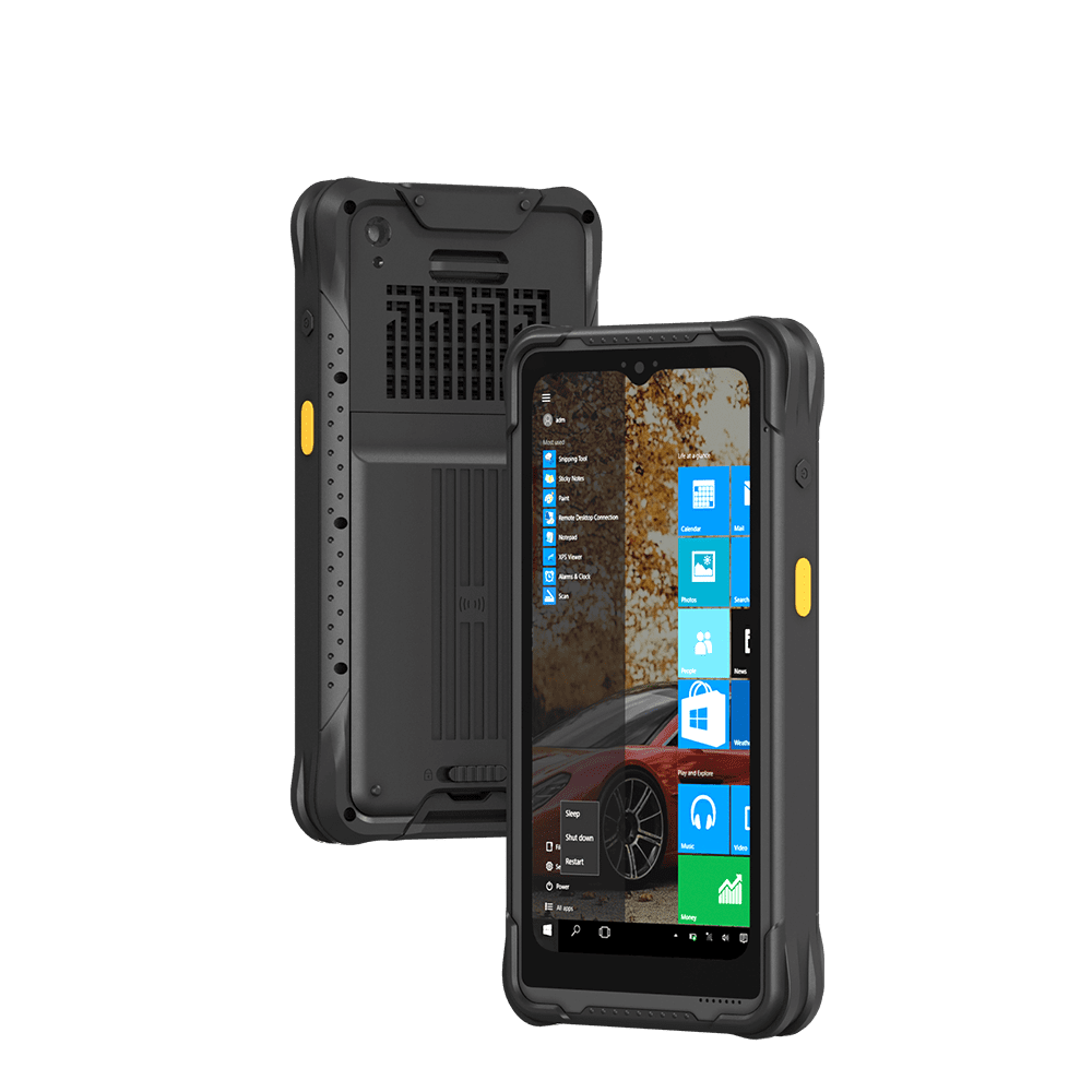 Rugged tablet displaying Windows interface. Rugged tablet displaying Windows interface.