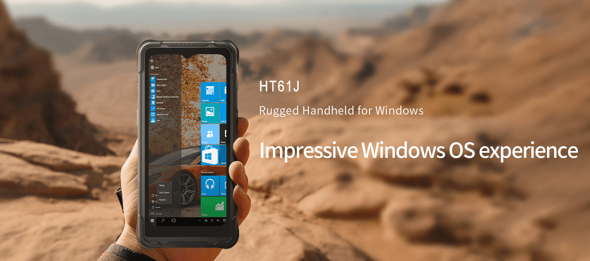Rugged handheld device displaying Windows interface. Rugged handheld device displaying Windows interface.