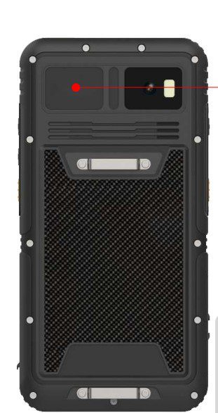 Rugged smartphone back view with camera. Rugged smartphone back view with camera.