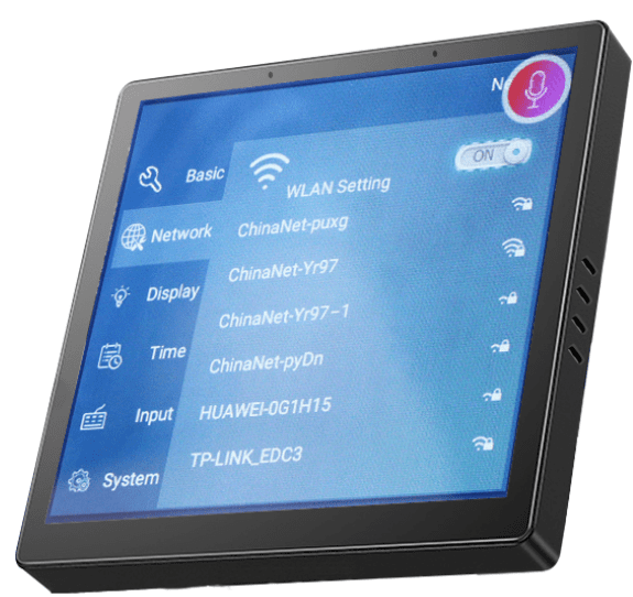 Tablet screen displaying network settings menu.