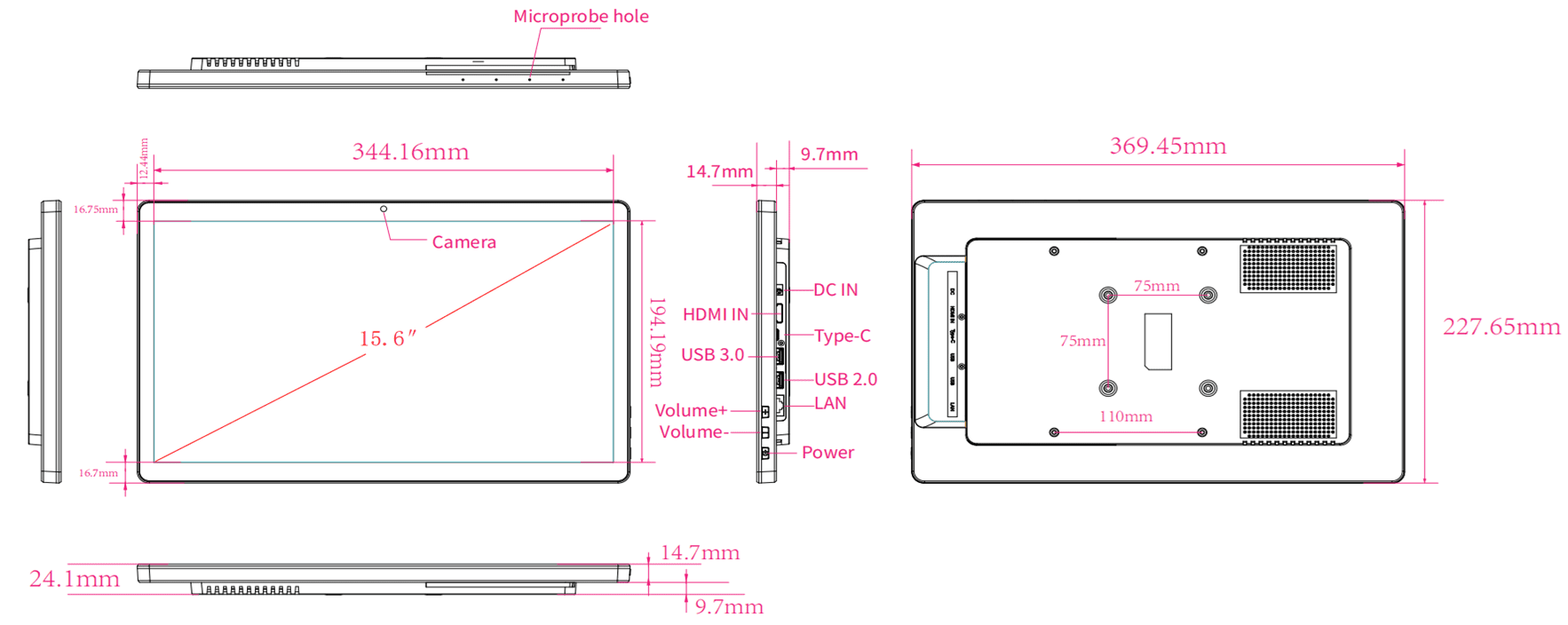 WF1585T Dimensions WF1585T Dimensions
