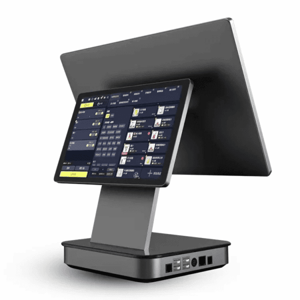 Point of sale terminal with touchscreen display.