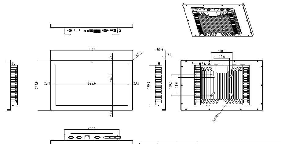 Technical drawing of a computer monitor. Technical drawing of a computer monitor.