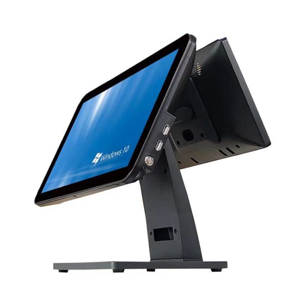 Windows 10 tablet monitor on a stand.