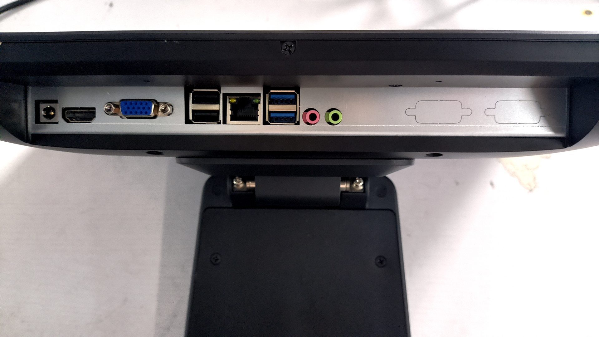 Computer ports and connectors on a device. Computer ports and connectors on a device.