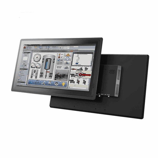 Touchscreen monitor with industrial control interface.