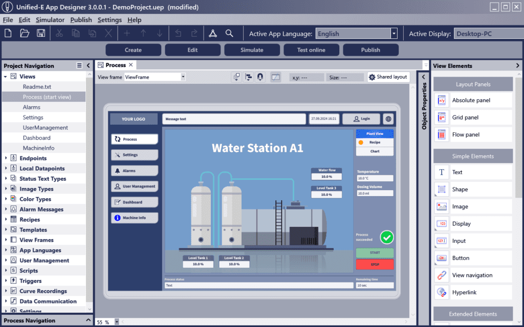 App design interface for a water station. App design interface for a water station.