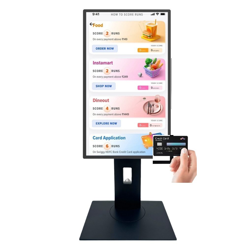 Digital kiosk with a credit card swipe. Digital kiosk with a credit card swipe.
