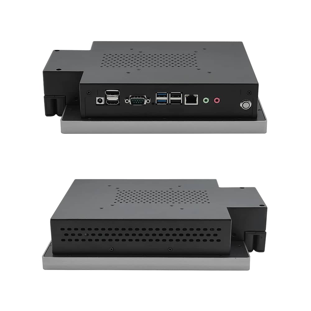 Computer hardware with multiple ports and vents. Computer hardware with multiple ports and vents.