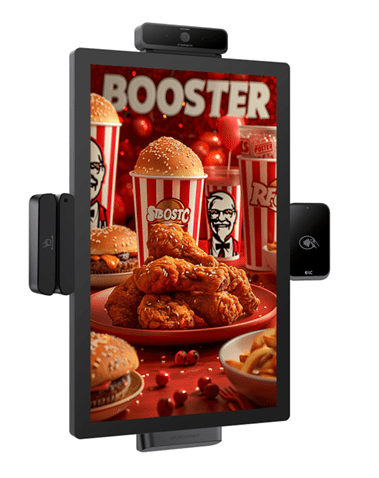 Digital display showcasing fast food items.