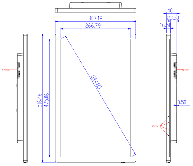 Technical diagram of a rectangular electronic device. Technical diagram of a rectangular electronic device.