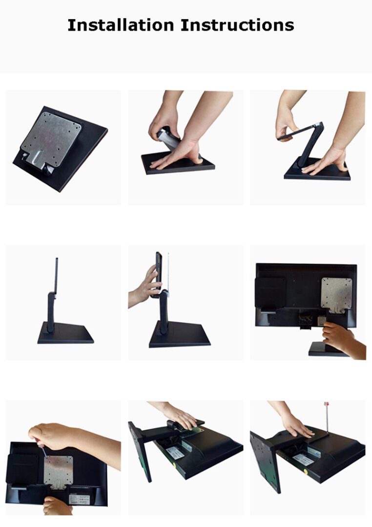 Monitor stand assembly step-by-step instructions. Monitor stand assembly step-by-step instructions.