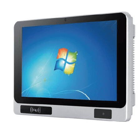 Tablet displaying Windows startup screen.