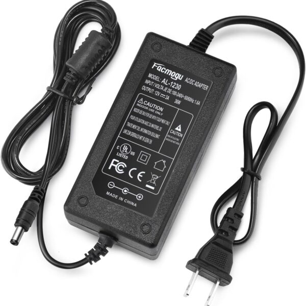 Black AC adapter with power cord.