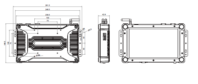 Technical drawing of rectangular electronic enclosure Technical drawing of rectangular electronic enclosure